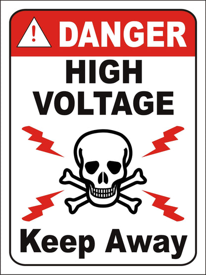 eSplanade DANGER High Voltage Sign Sticker Decal - Easy to Mount Weather Resistant Long Lasting Ink (Size 12"x9")