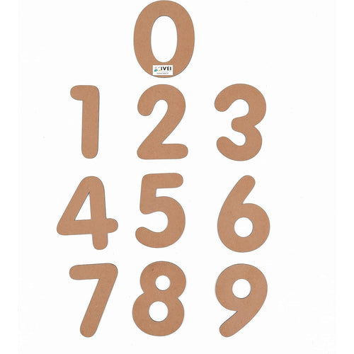 IVEI Numbers Cutouts - DIY Wood Sheet Craft - Plain MDF Wood - Blank Cutouts Numbers (Big) for Painting, Wooden Sheet Craft Board for Resin Art & Fluid Art, Mandala Art, Pyrography - Set of 10