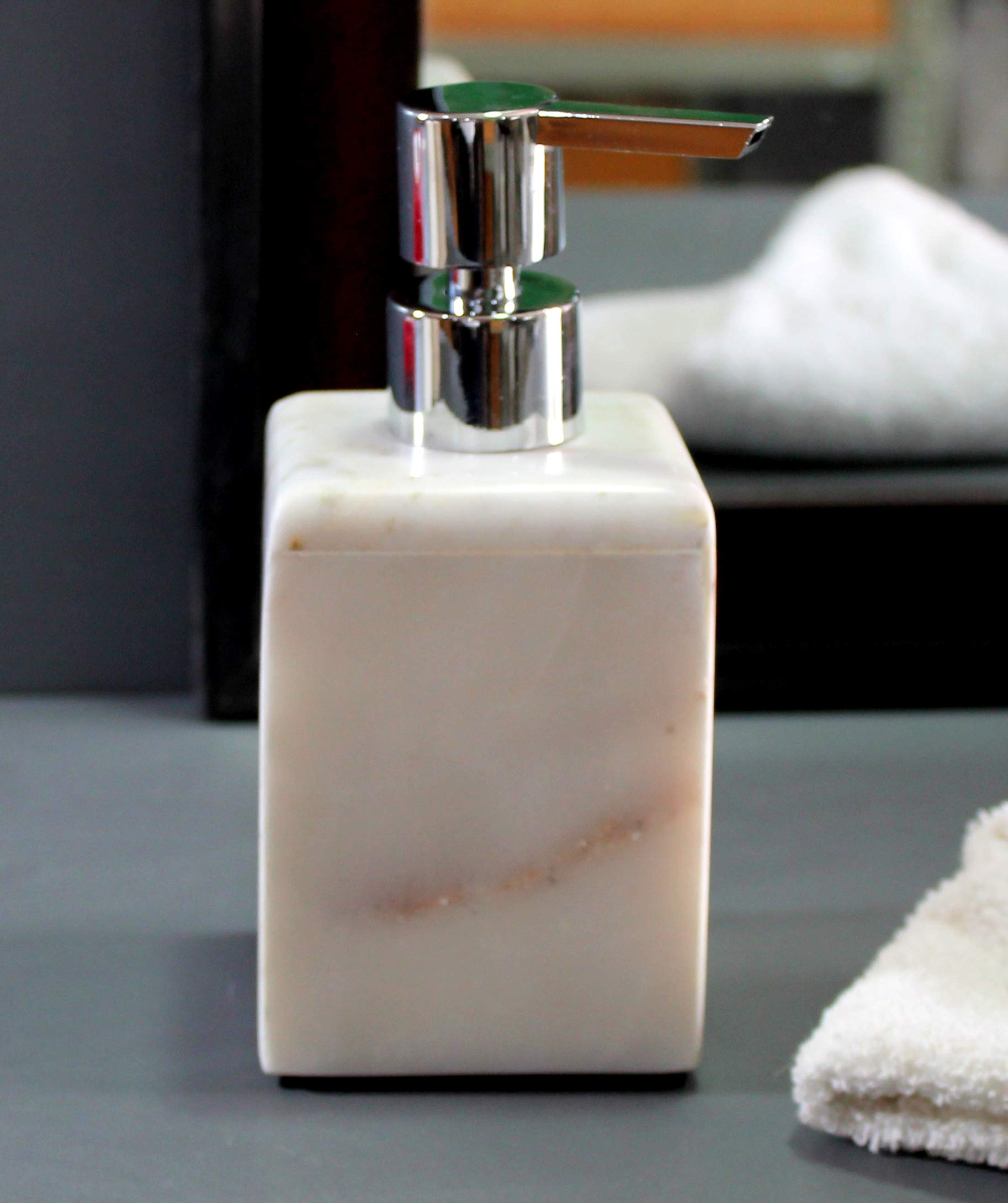 KLEO Soap/Lotion Dispenser - Made of Genuine Indian Marble - Luxury Bathroom Accessories Bath Set (Multicolour)