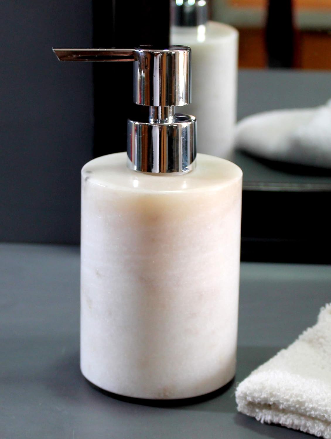 KLEO Top ten Xmas for Home Soap/Lotion Dispenser - Made of Genuine Indian Marble in White Color - Luxury Bathroom Accessories Bath Set