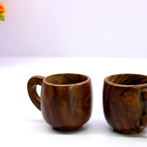 KLEO Wooden Tea & Coffee Cups Mugs | Set of 2-150 ml approx. - Wood - 2.5