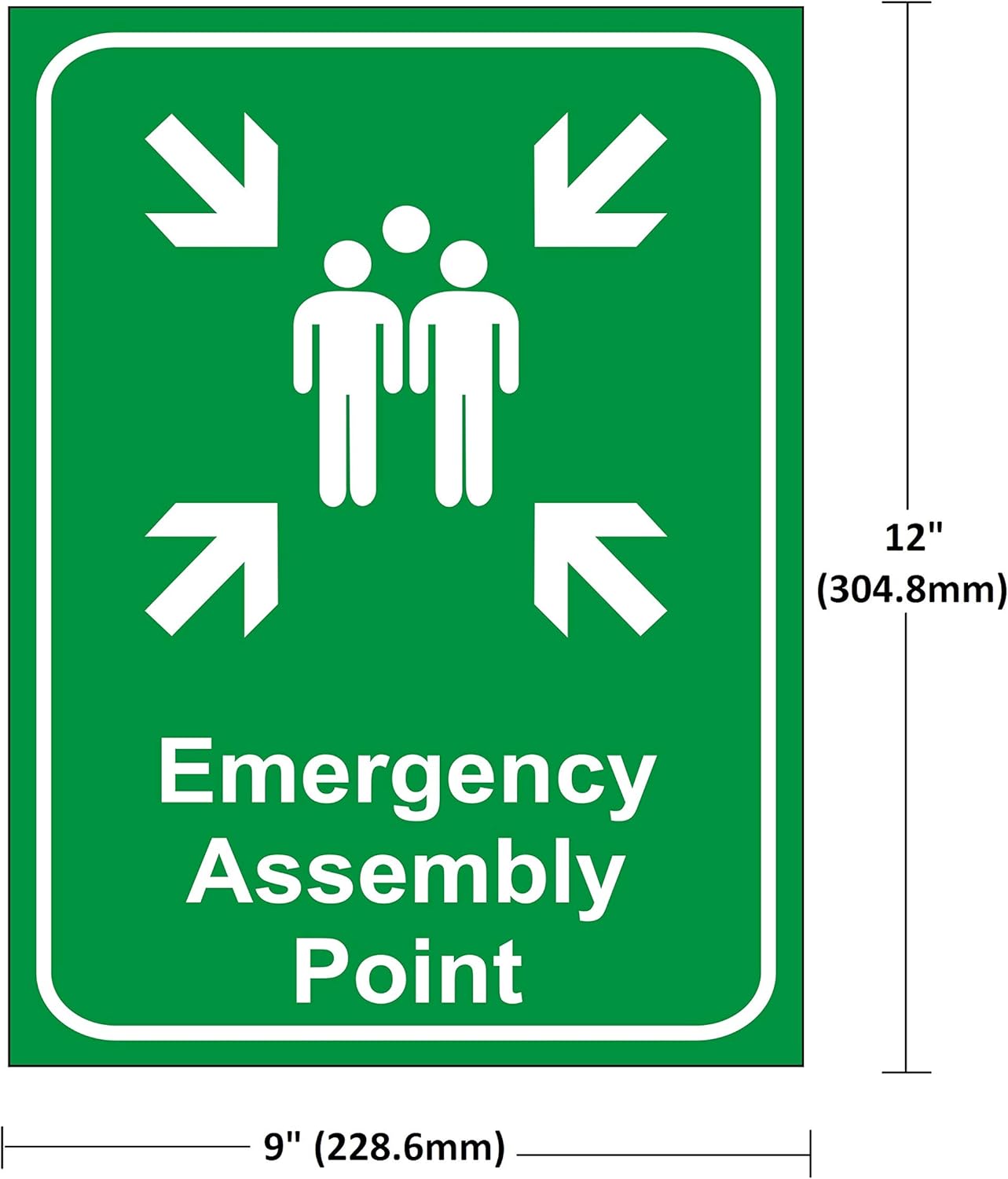 eSplanade Emergency Assembly Point Sign Sticker Decal - Easy to Mount Weather Resistant Long Lasting Ink (Size 12"x9")