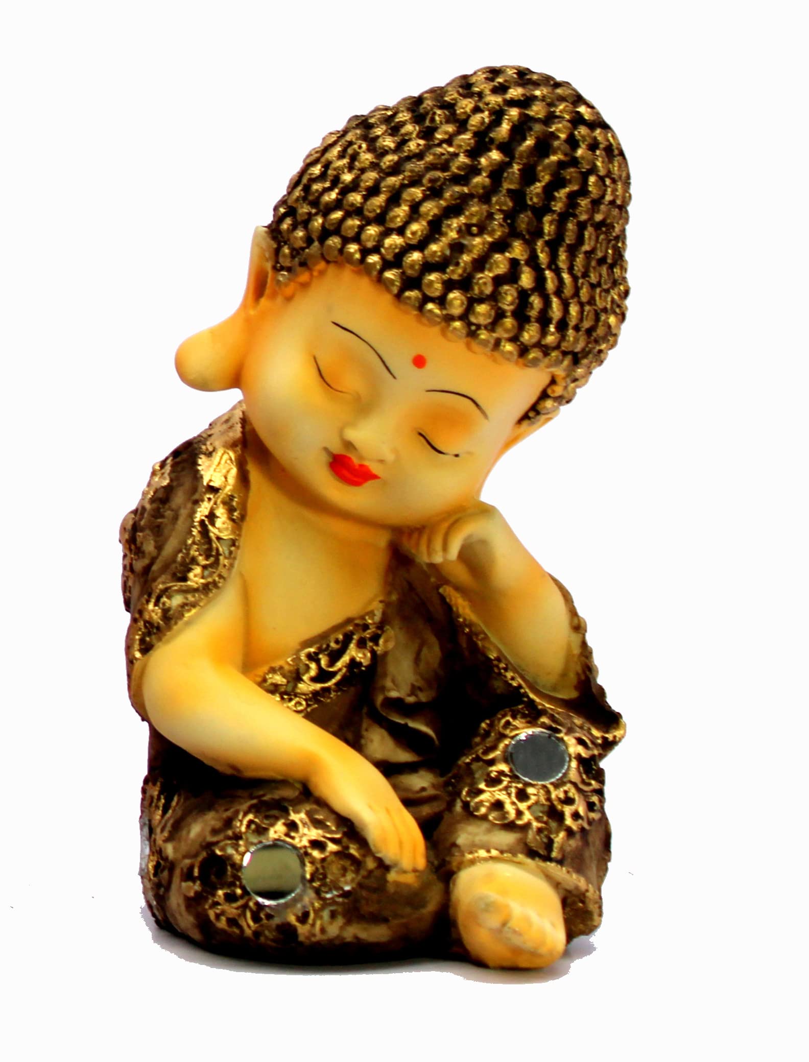 eSplanade Smiling Happy Baby Buddha Monk Statues | Feng Shui Monk Figurine Showpieces - Set of 4 | Home Decor | Resin - 7" Inches - Multi