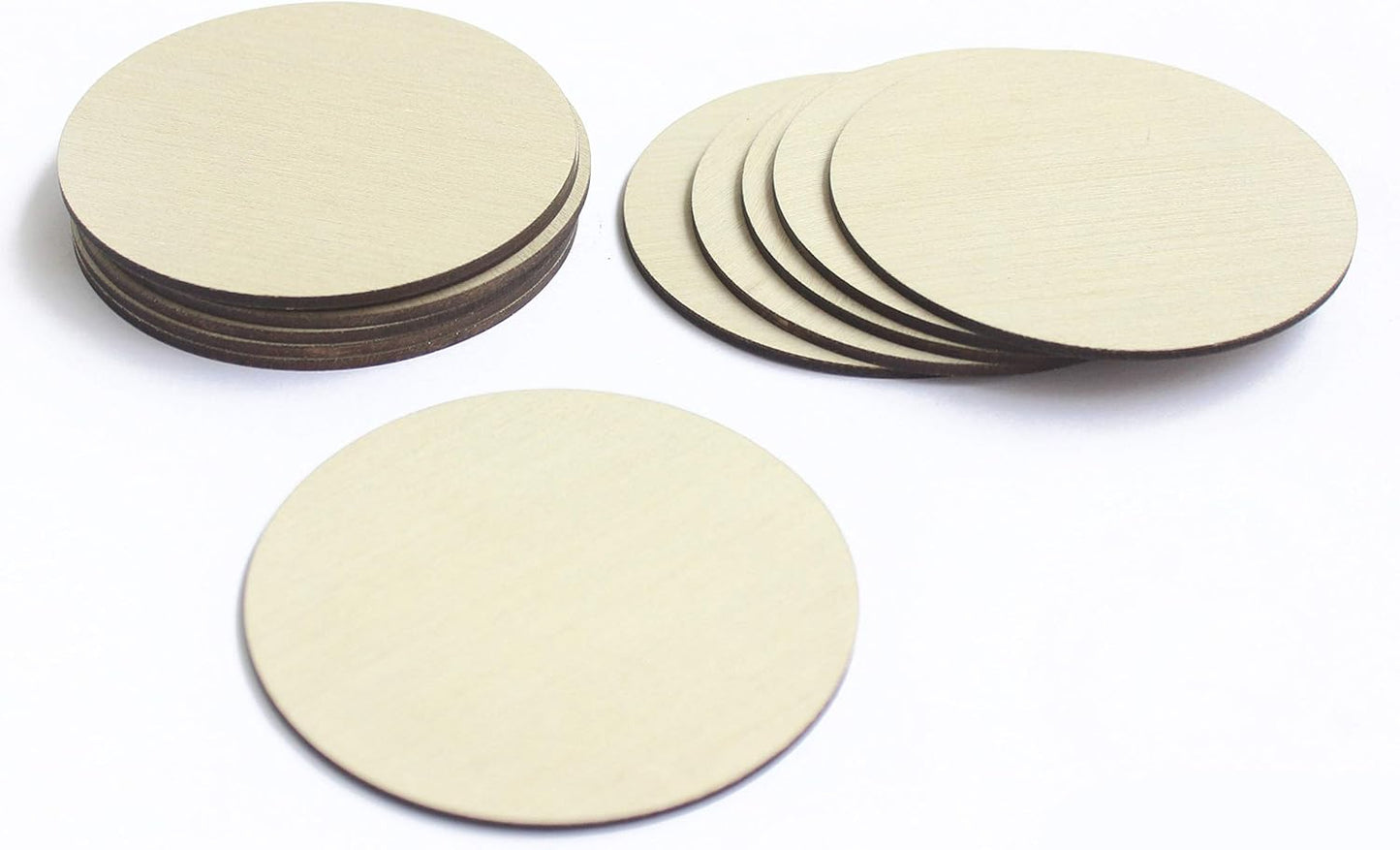 IVEI DIY Wood Finished Coasters Round Plywood Sheet Craft - Plain Wooden Coasters Circle Shaped Blank Cutouts for Painting Wooden Sheet Craft, Decoupage, Resin Art Work Set of 12 (3.5in X 3.5in)