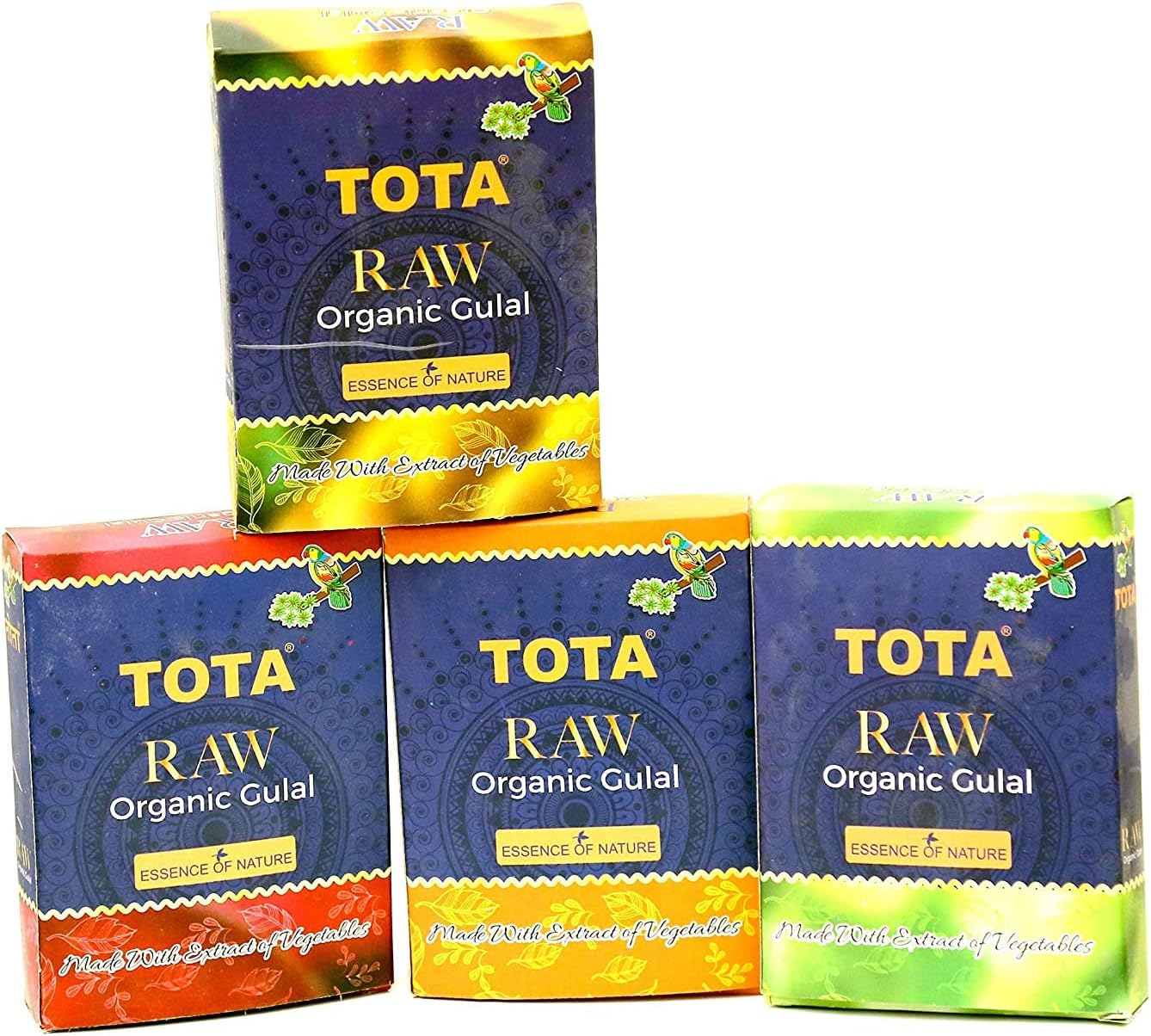 TOTA Raw Organic Baby Gender Reveal Color Powder Gift Box Pack of 4 - Green, Pink, Yellow, Orange (40gm Each)