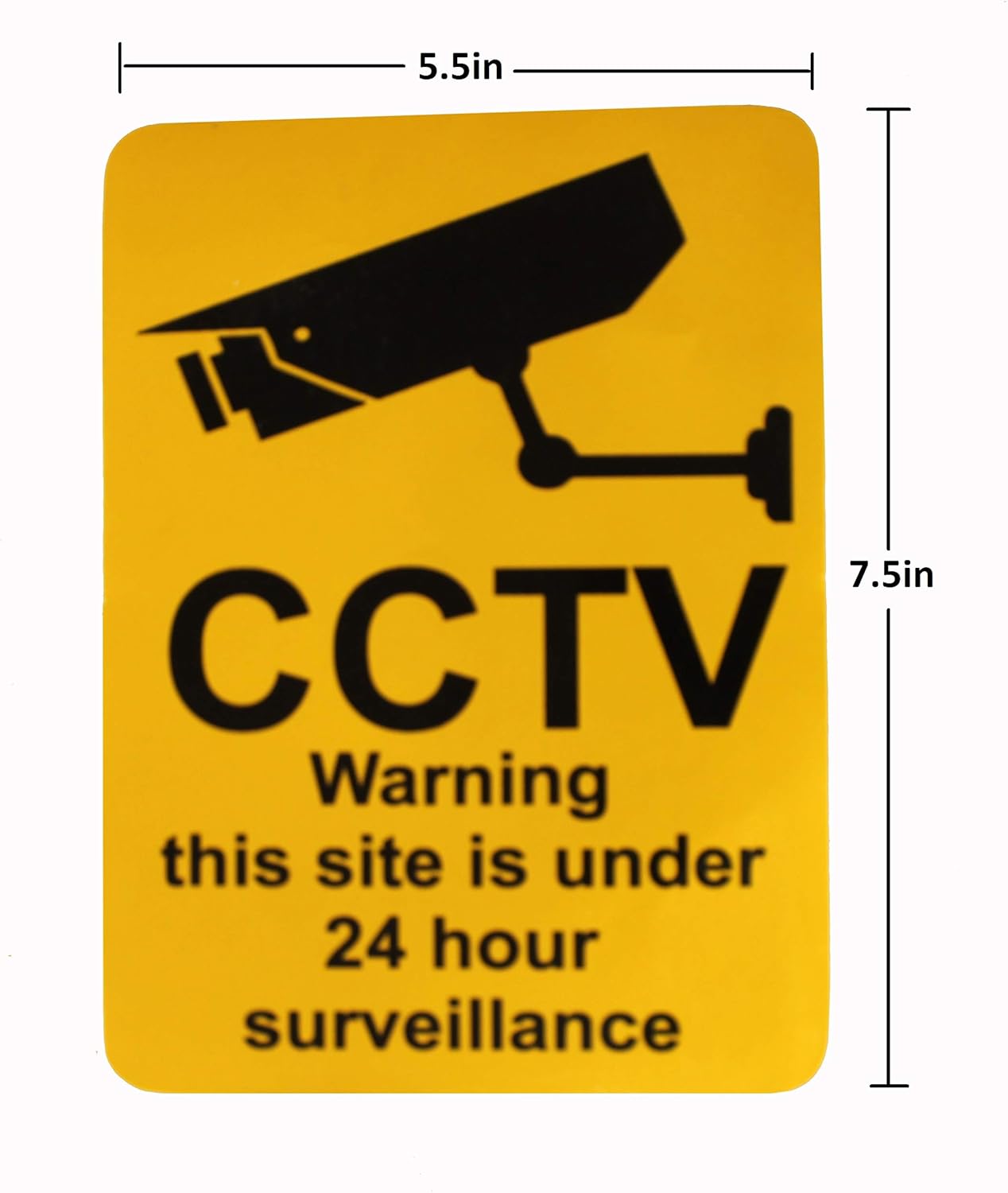 eSplanade CCTV Warning 24 Hours Surveillance Sign Yellow Sticker Decal - Easy to Mount Weather Resistant Long Lasting Ink (Size -7.5"x5.5")