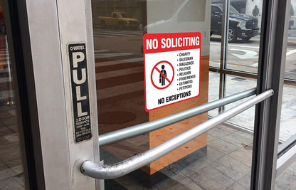 eSplanade No Soliciting Sign Decal Sticker Deters Solicitors Indoor & Outdoor Use Waterproof