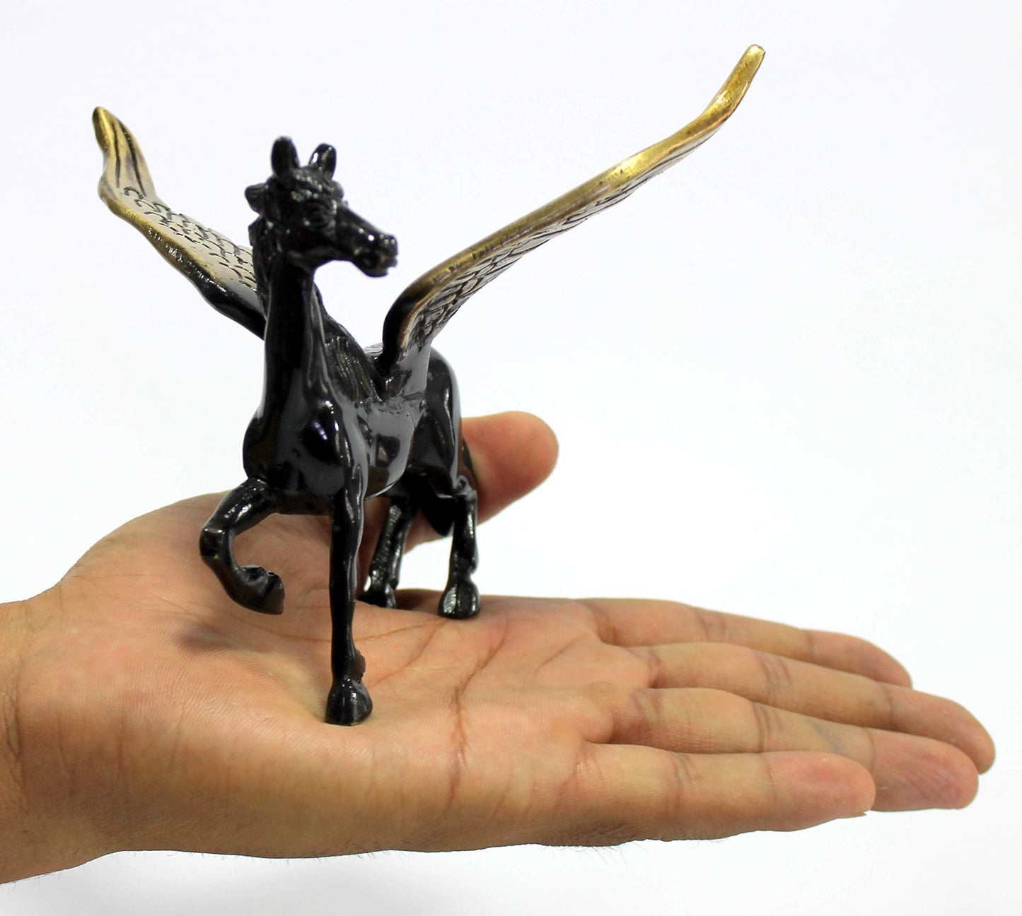 eSplanade Brass Flying Angel Horse Pegasus Showpiece Figurine Sculpture - Decorative Items - Home Decor - Black - 6" Inches (Length)