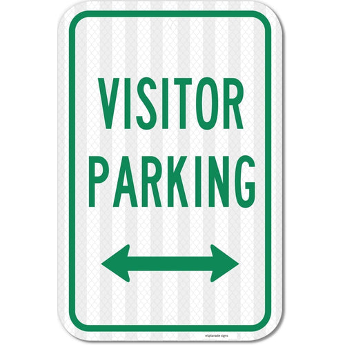 eSplanade Visitor Parking Only Self Glowing Retro Reflective Sign Sticker Decal - Easy to Mount Weather Resistant Long Lasting Ink (Size - 12