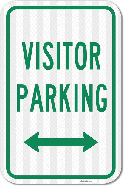 eSplanade Visitor Parking Only Self Glowing Retro Reflective Sign Sticker Decal - Easy to Mount Weather Resistant Long Lasting Ink (Size - 12"x18")