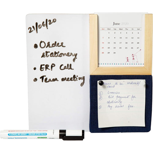 IVEI Warli Desk Calendar with Whiteboard, Pin Board & Pen Holder - Table Top Calendar Set - All-in-one Calendar Desk Organizer - Innovative gift for Office Desk Decor, School, Home