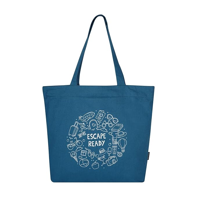 SKAPADORO Canvas Big Zip Printed Handbag Tote,100% Cotton, Inner pocket, Ecofriendly Bag for Women, Travel College Beach Shopping, Easy to Wash Everyday Shoulder Bag - Quirky Desi Graphic Designs