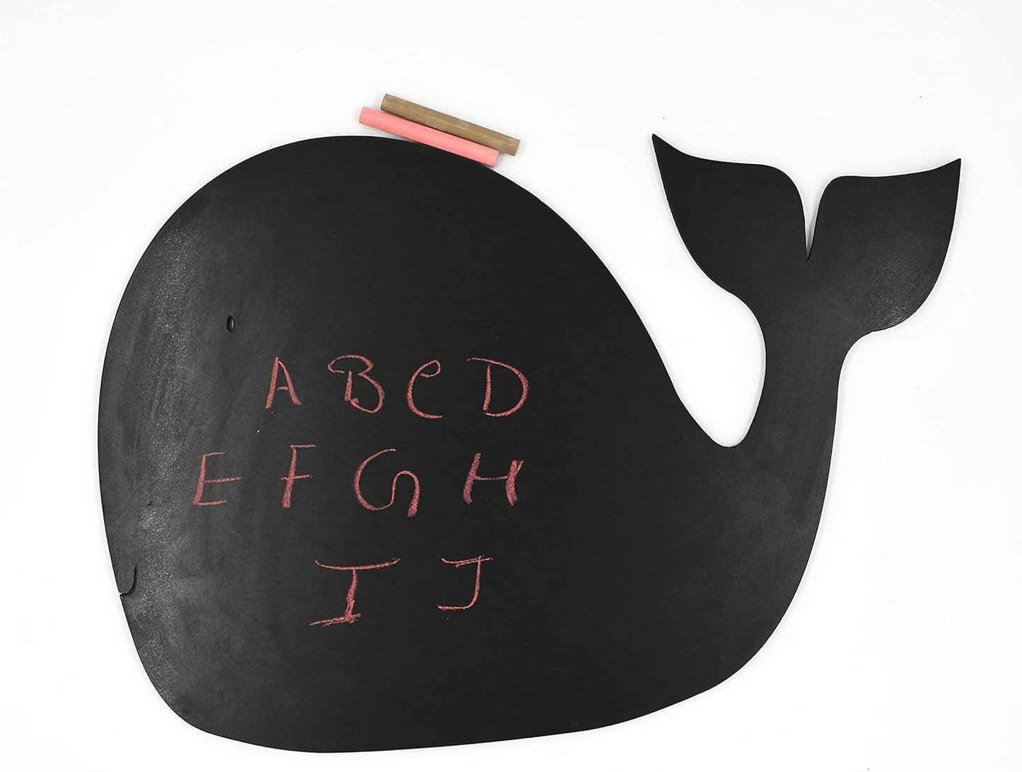 IVEI Wooden Whale Shaped Black Board for Kids - Mini Black Slate Board for Kids' Learning - Chalkboard for Decoration - Kids Black Board with Chalk & Duster for Drawing & Writing (10 Chalks)