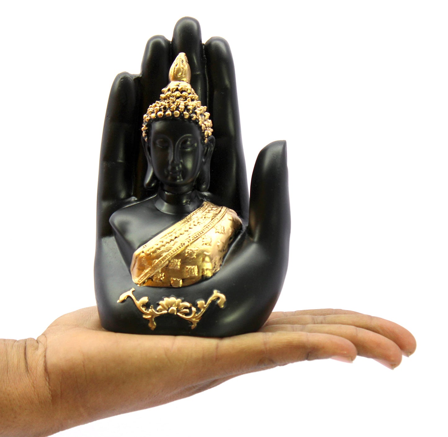 eSplanade Buddha Statue for Home Decor | Resin Palm Buddha Showpiece for Living Room, Meditation, Office Table Desk, Shelf | Tibetan Buddhist Idol | Zen or Yoga Figurine | Housewarming Gifts