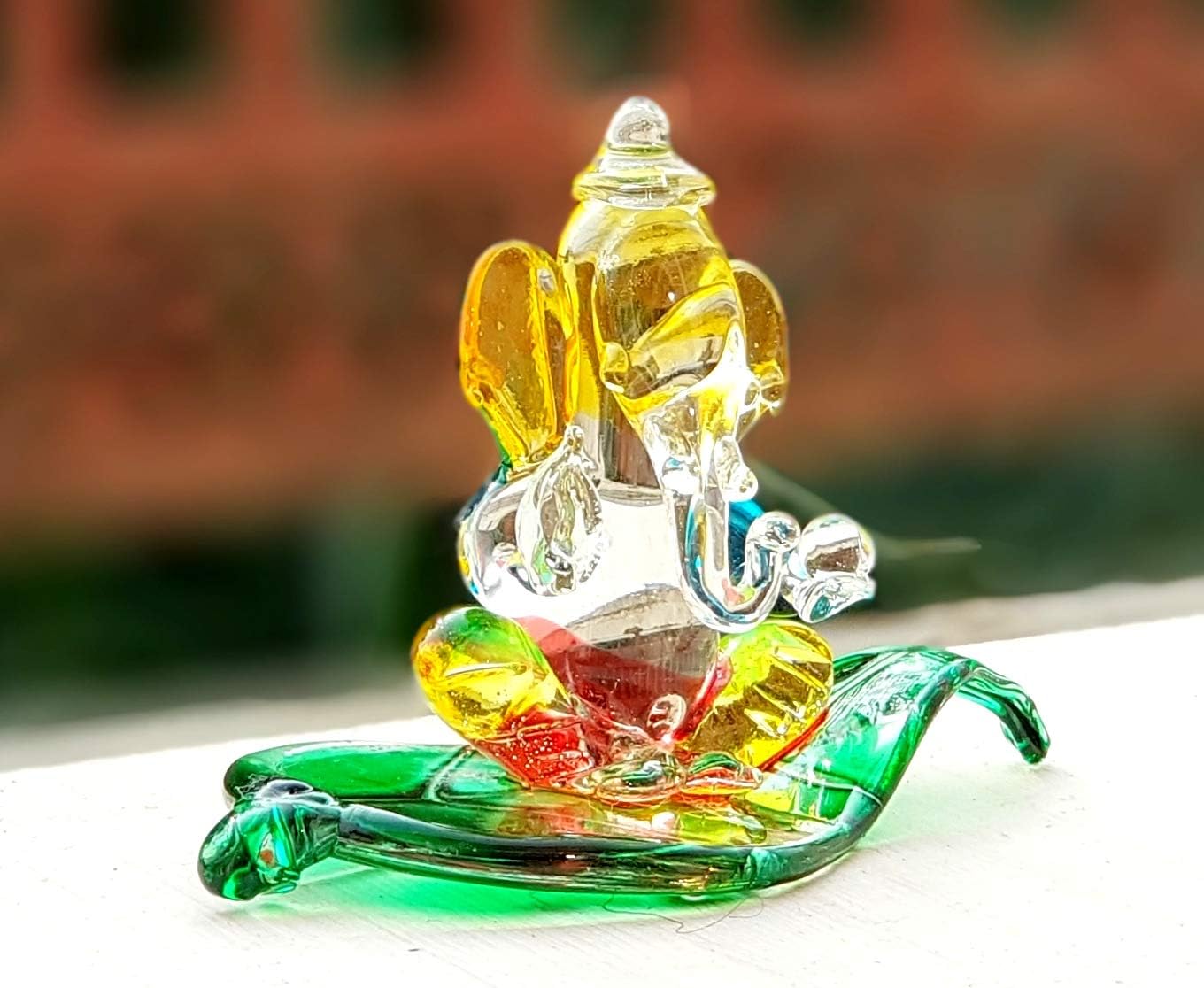 StonKraft Ganesha Ganesh Murti Idol Statue Sculpture (2.5") Car Dashboard Idols | Crystal Glass