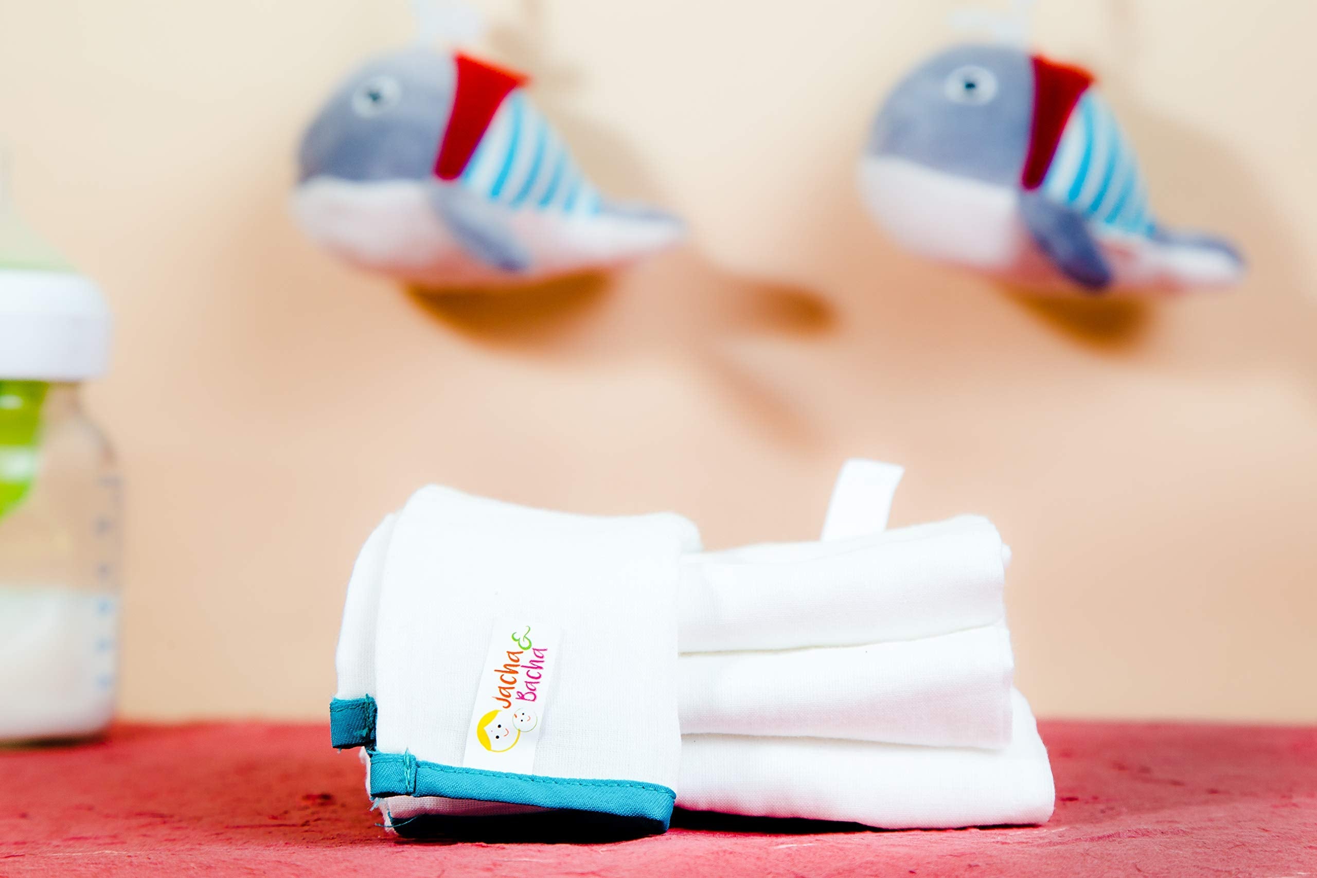 Jacha & Bacha Pure Soft Cotton Dhoti Burp Cloth for Babies - Set of 4 (Blue)