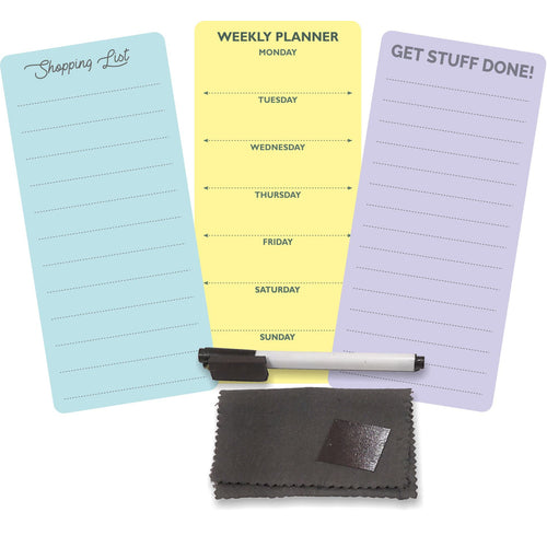 XOXOMags Mini Fridge Magnet Write-Erase Planner Board - for Daily and Weekly Tasks, Meal Planner, Organizer, Shopping Checklists for Home and Office (Pastel & Rainbow combo)