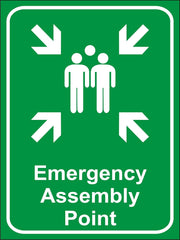eSplanade Emergency Assembly Point Sign Sticker Decal - Easy to Mount Weather Resistant Long Lasting Ink (Size 12"x9")
