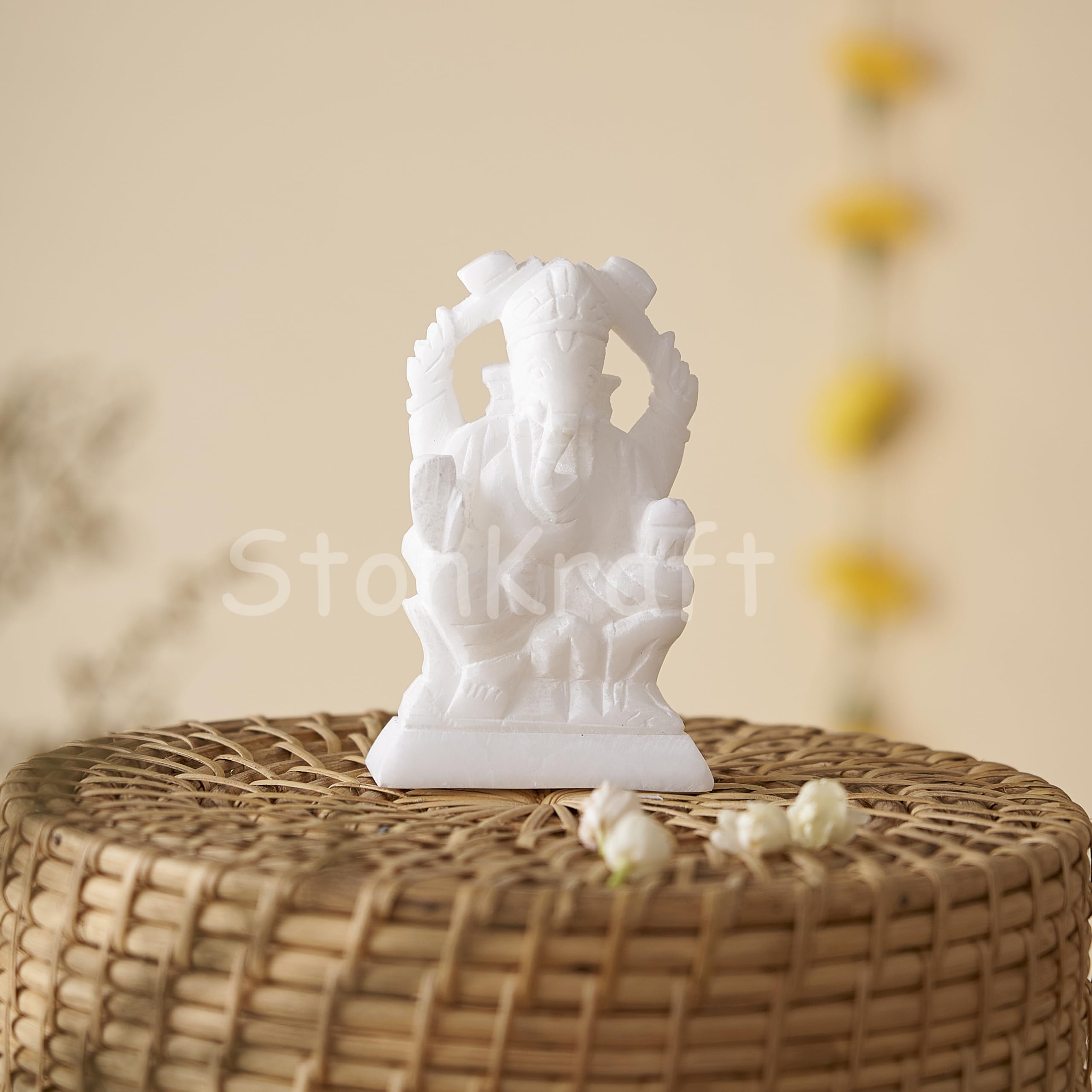 StonKraft Marble Ganesh Ganesha Statue Murti Idol - Left trunk