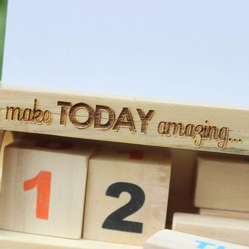 IVEI Wooden Endless Desk Calendar with White Board | Motivational Quote | Without Quote