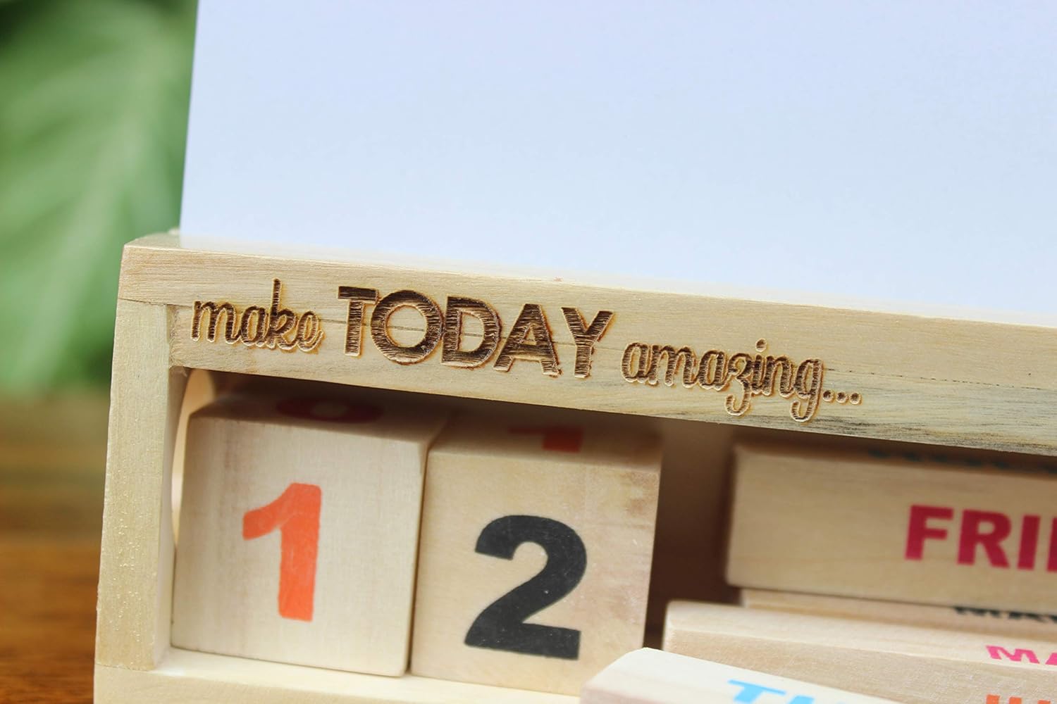 IVEI Wooden Endless Desk Calendar with Whiteboard | Perpetual Calendar Set for Desk Decor, Study Room