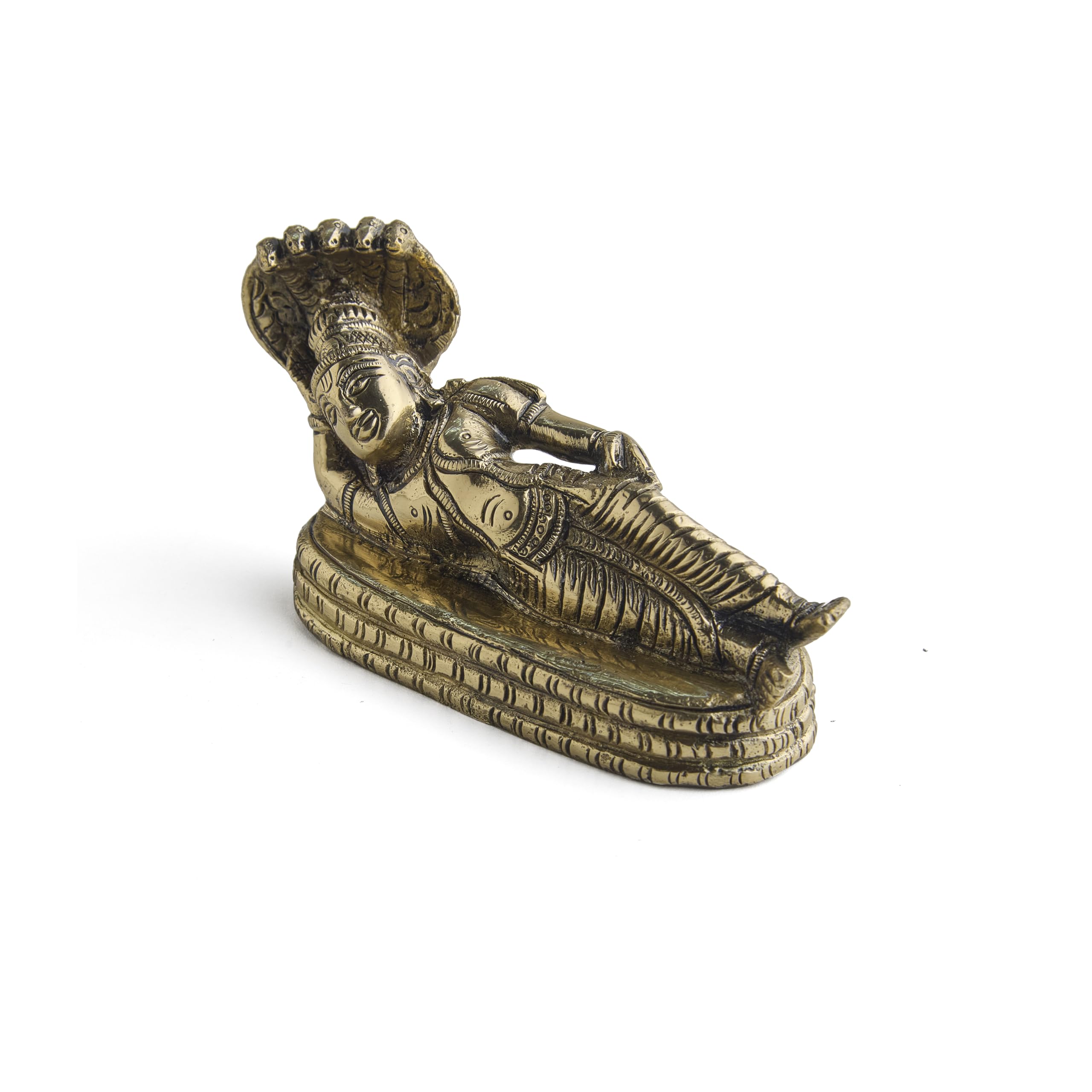 ESPLANADE Brass Vishnu Murti Resting on Sheshnag, Padmanabhaswamy Narayan God Idol, Handmade Heavy Brass Statue, Pooja Mandir Idol, Gift for Home Décor