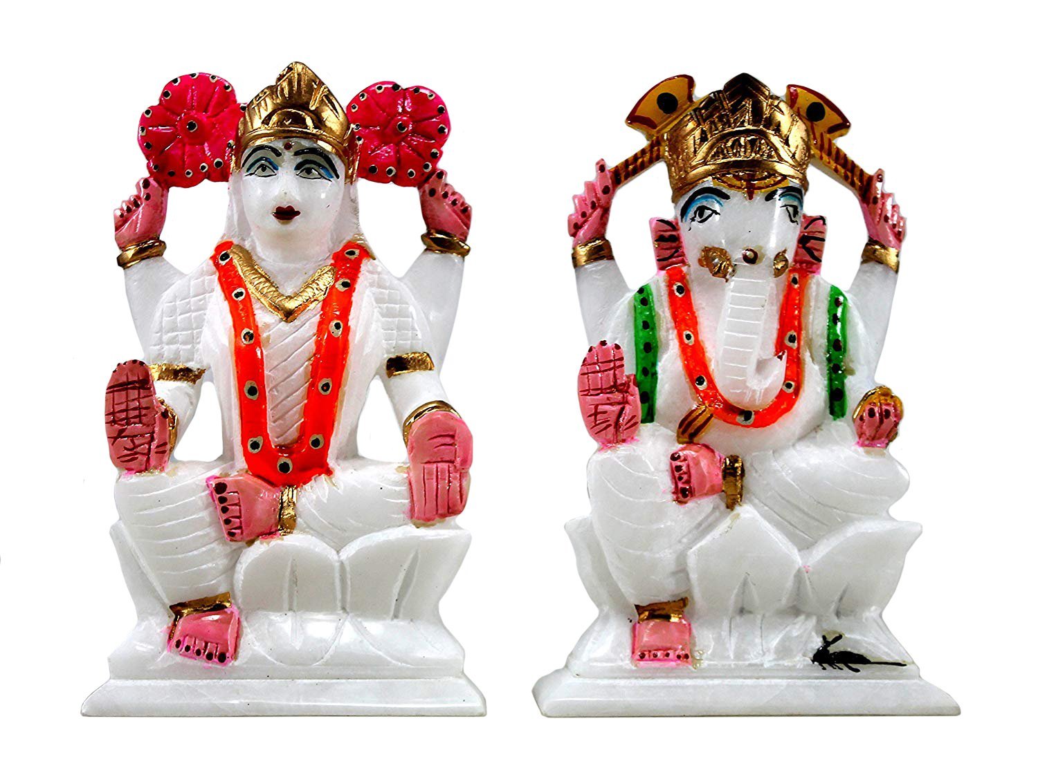 StonKraft - 7" (BIG SIZE) - Ganesh Laxmi Idol - Marble Lord Ganesh Ganpati Ganesha Laxmi Lakshmi Idol, Statue, Murti, Sculpture - Plain & Colourfull