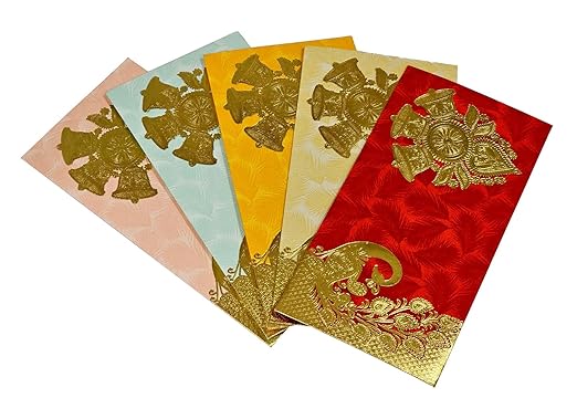 Esplanade Envelope for Cash Shagun Lifafa Set | Multicolour with Golden Detailing Envelopes for Gifting Money | Wedding Sagan, Eid, Rakhi, Festival, Family & Corporate (Assorted Set of 20)