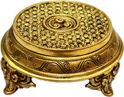 eSplanade Brass Decorative Round Pooja God Stool | Brass Chowki | Home Decor Sitting Table - 7" Inches