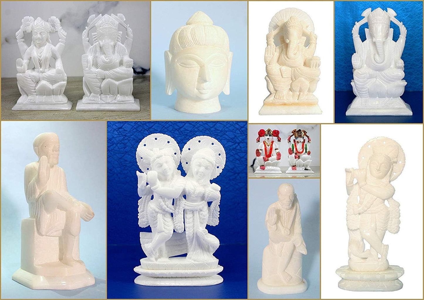 ESPLANADE Ganesha Brass Showpiece | Home Decor | Ganesh Ganesha Ganpati Ganapati Murti Idol (3" Marble)