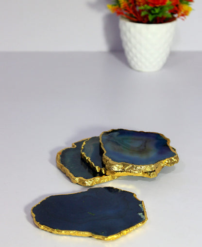 eSplanade Natural Agate Coasters Bar Beer Coffee Tea Coaster - Set of 4 Coasters - Perfect Table Accessories Tableware (Multicolour)