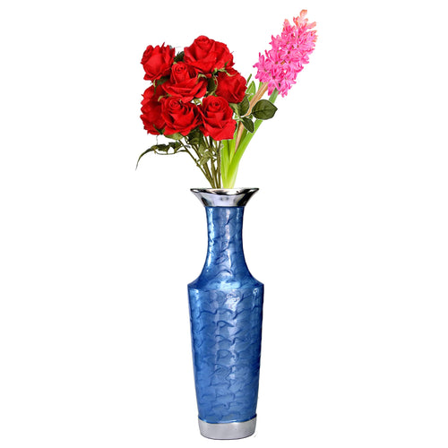 Esplanade Metal Flower Vase Flower Pot Holder - Decorative Showpiece - Home Decor - Blue - 16