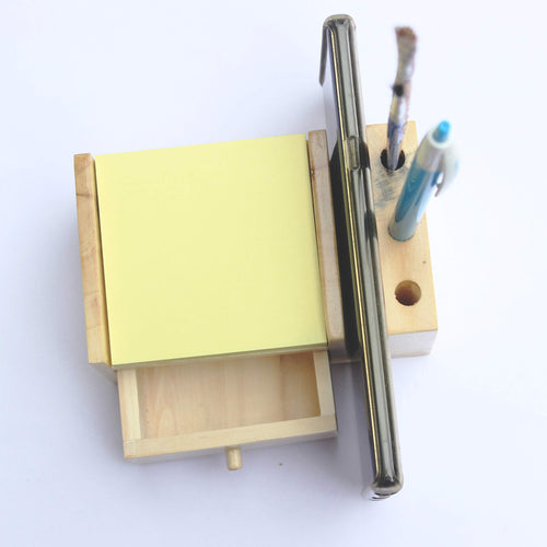 IVEI Wooden Compact Pen Holder with Drawer-Mobile holder - Desk Organizer - Minimal - Smart - Exclusive Table Top Gifts- Corporate Gifts