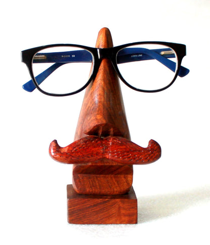 StonKraft Rosewood Handmade Wooden Nose Shaped Spectacle Holder Specs Stand for Office Desktop/Tabletop