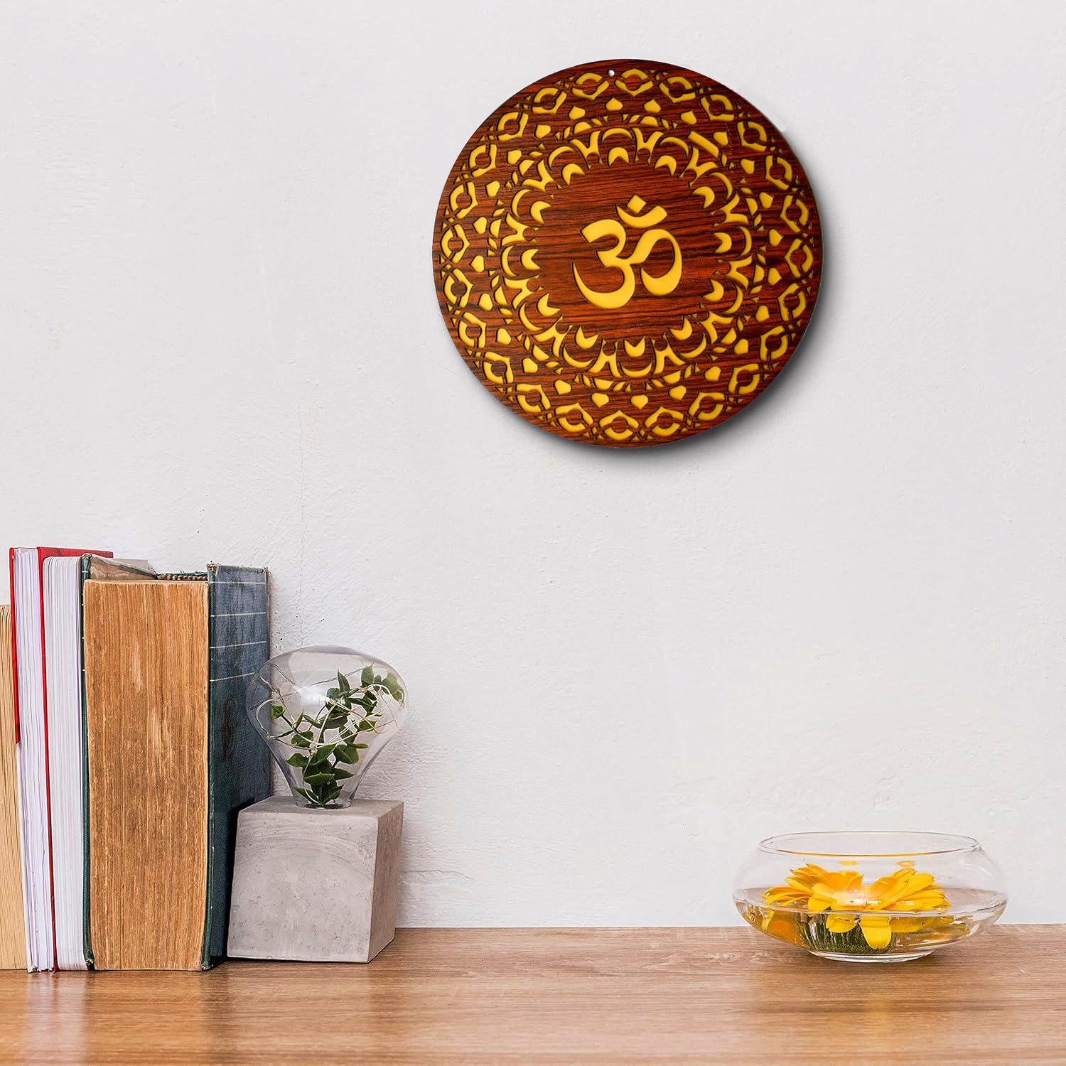 ESPLANADE Wood Wall Hanging- Satiya, Om, Ganesh & Mandala Home Decoration Items for Living Room, Wall Decor Items, Decor for Home and Office - 12in