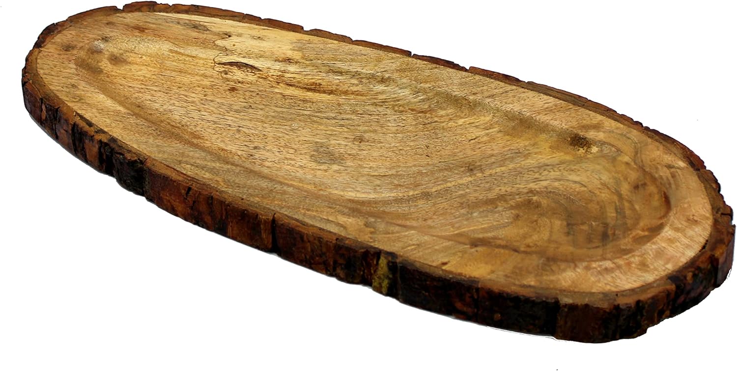 KLEO Serving Tray Platter Dish for Home and Kitchen Tableware Serveware - Wooden - 12" & 16" Diameter - Brown