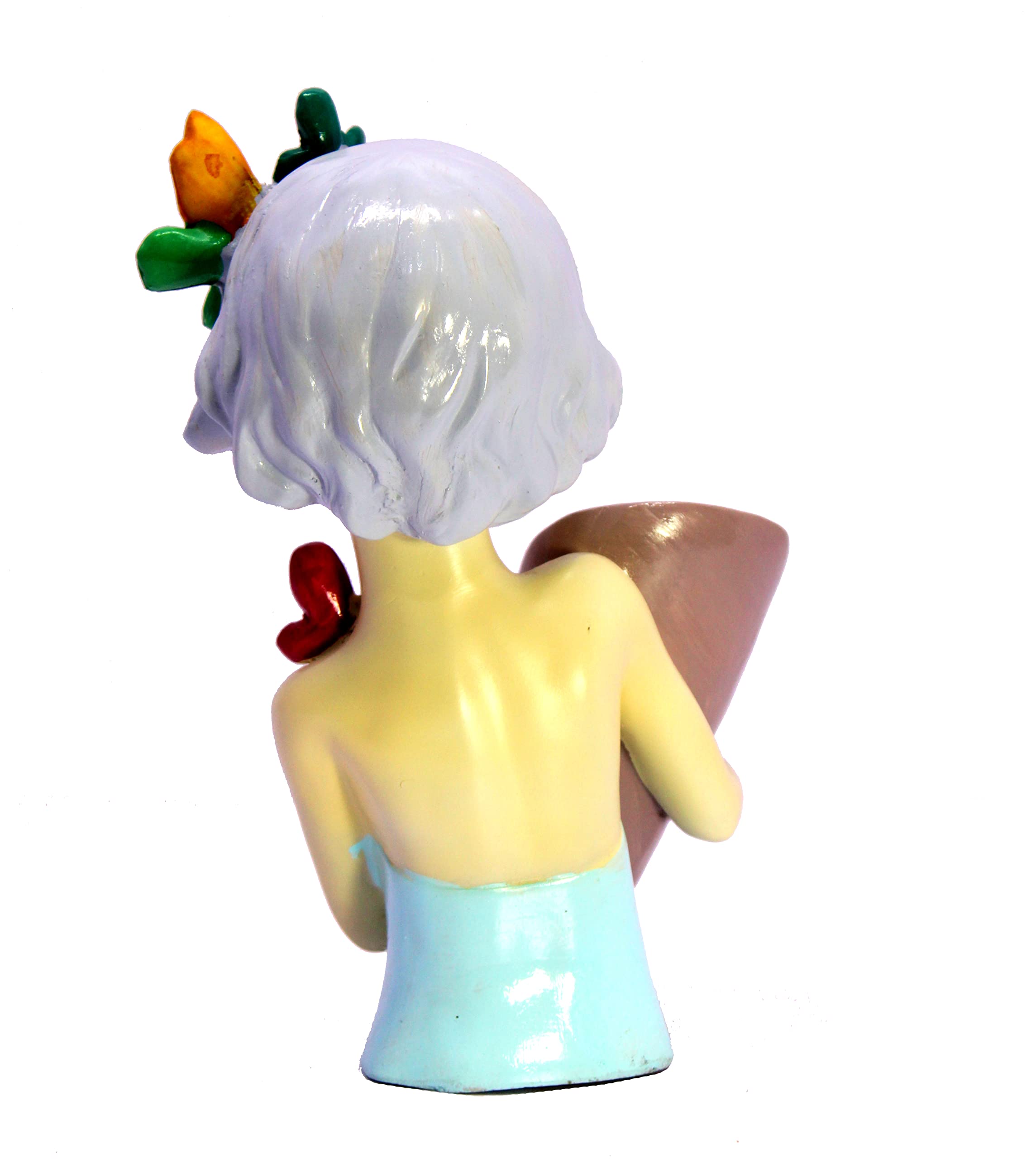 eSplanade Resin Lady Girl with Flower Vase Pot Showpiece Statue Sculpture Figurine - Multicolor - 9" Inches