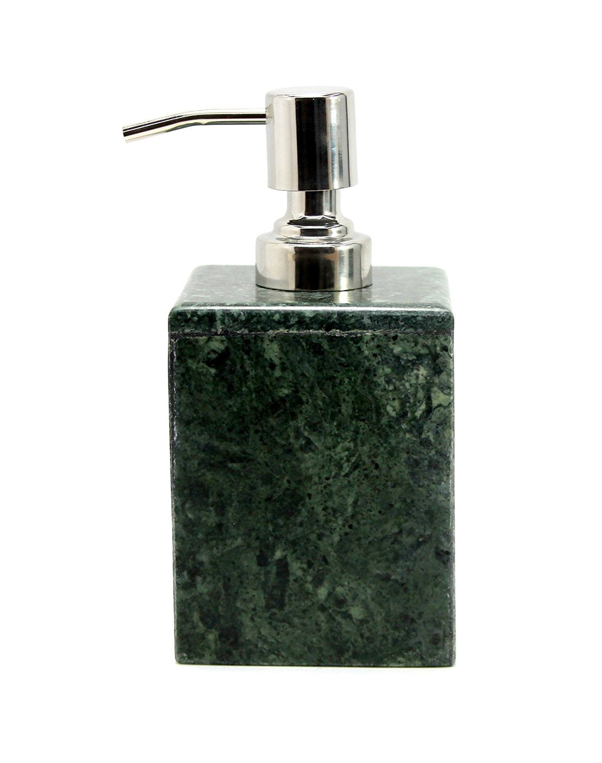 KLEO Soap Dispenser Lotion Dispenser - Made of Natural Stone in Brown Green Black White Color - Bathroom Accessories Bath Set (Brown Square)