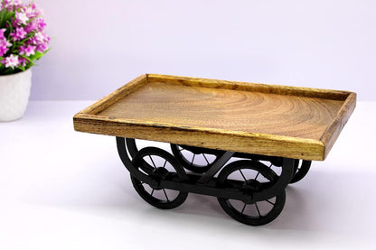 eSplanade Cart Shaped Serving Platter Tableware Serve-ware for Home and Kitchen | Wood - 11.5" Inches - Brown