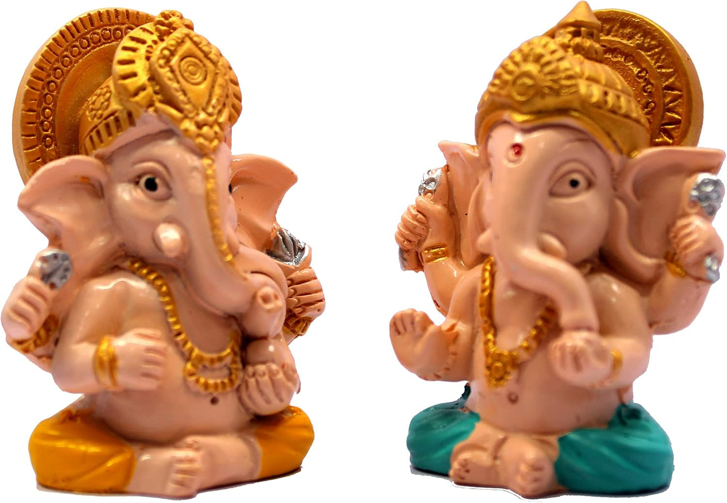 eSplanade Resin Ganesha Ganesh Idol Murti Figurine Statues - Set of 4 | Home Décor - Car Dashboard | Multicolour - 2" Inches (Small)