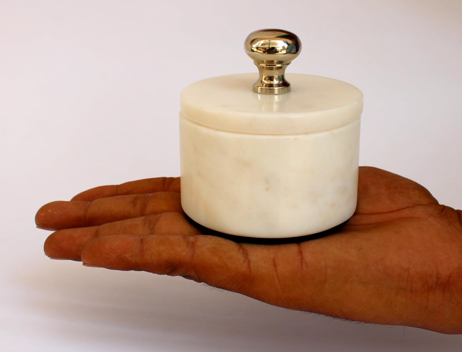 KLEO Marble Salt and Spice Holder with Lid | Small Container (2x3in) | Stone Salt Box/Canister for Kitchen and Dining | Saunf Holder (white)