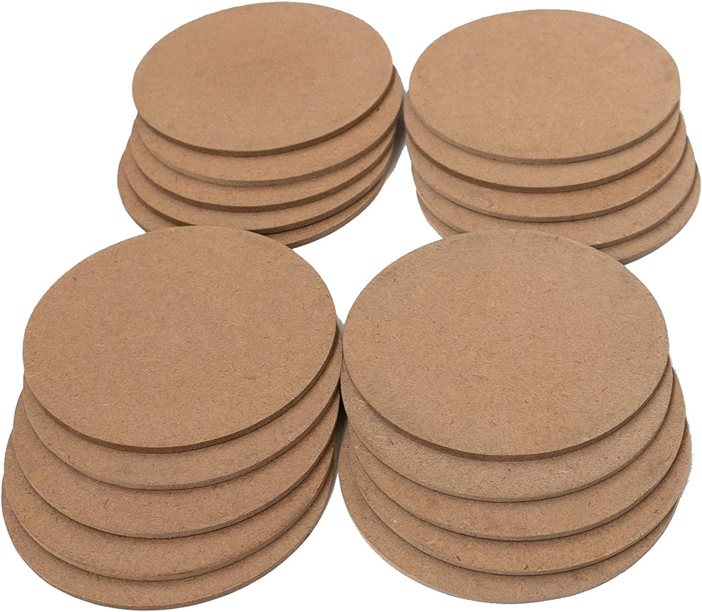 IVEI DIY Thin MDF Coasters Wood Sheet Craft -MDF Plain Wooden Coasters Shaped Blank Cutouts for Painting Wooden Sheet Craft, Decoupage, Resin Art Work & Decoration - Set of 20 (Round)