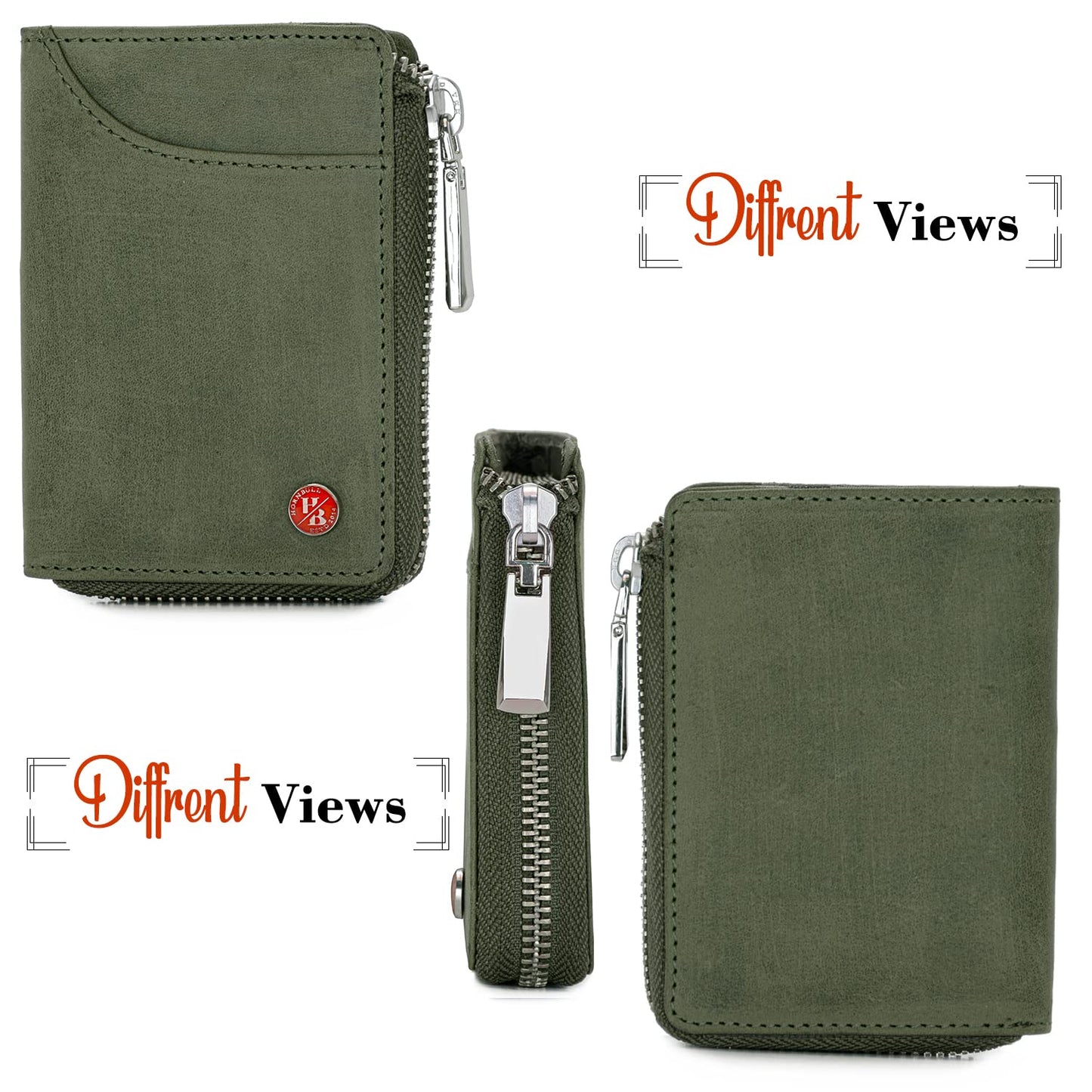 HORNBULL Fleming Green RFID Blocking Leather Wallet for Men | Vertical Credit Debit Card Holder