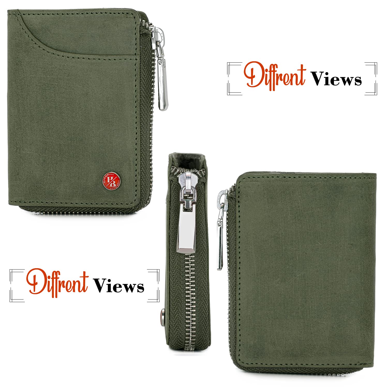 HORNBULL Fleming Green RFID Blocking Leather Wallet for Men | Vertical Credit Debit Card Holder