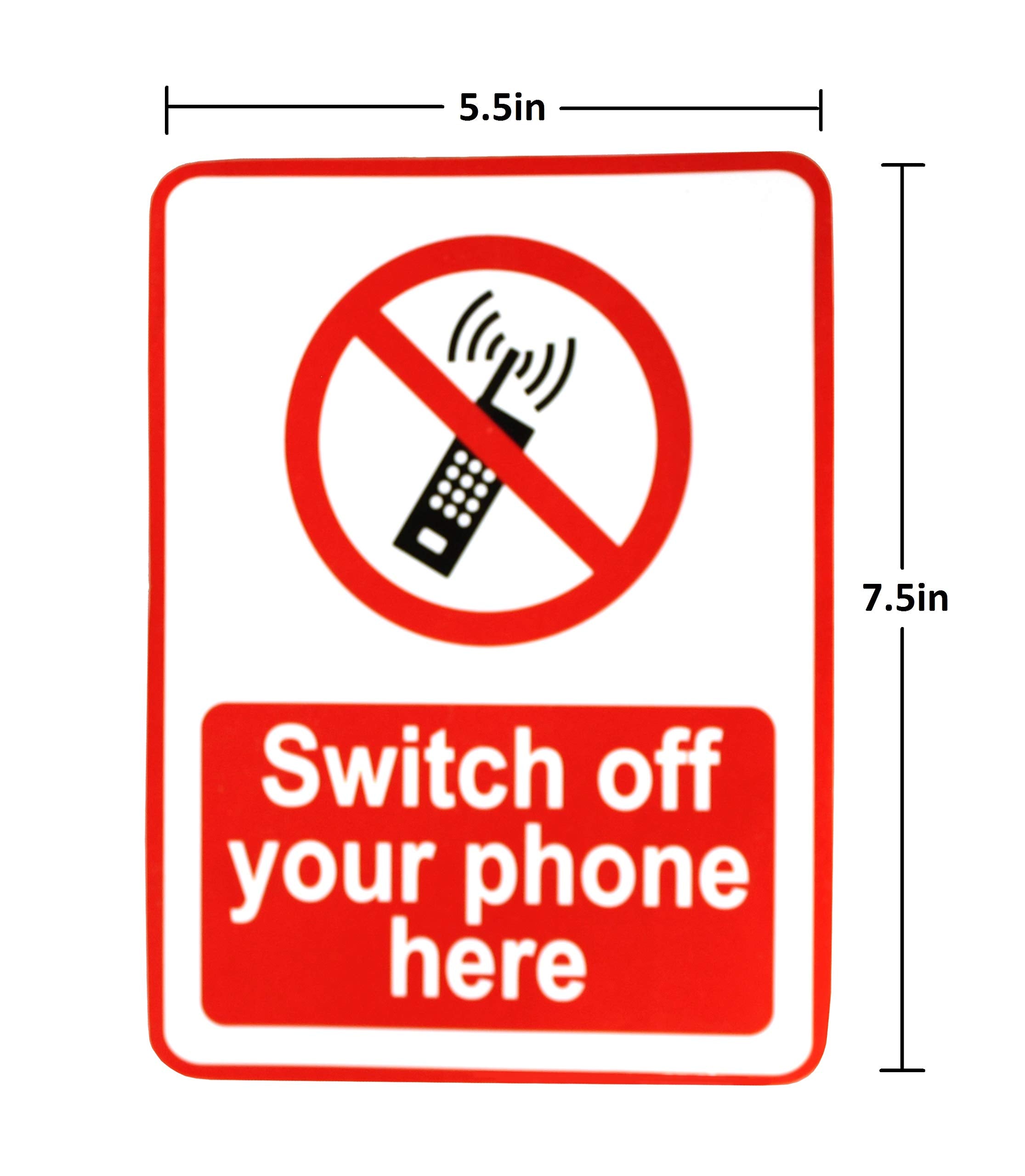 eSplanade Switch Off Your Phone/Mobile | No Mobile Allowed Sign Sticker Decal - Easy to Mount Weather Resistant Long Lasting Ink (Size -7.5"x5.5")