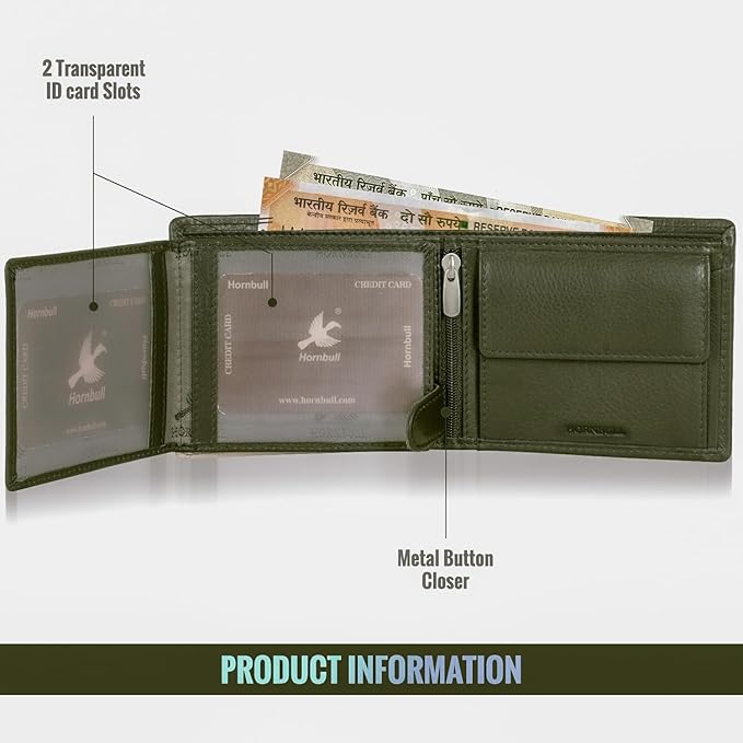 HORNBULL Andy Green Wallet for Men | Genuine Leather Wallet with RFID Blocking | Gift for Men
