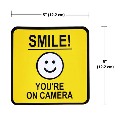 eSplanade Smile You're On Camera Surveillance Sign Sticker Decal - Easy to Mount Weather Resistant Long Lasting Ink (Size 5" x 5")