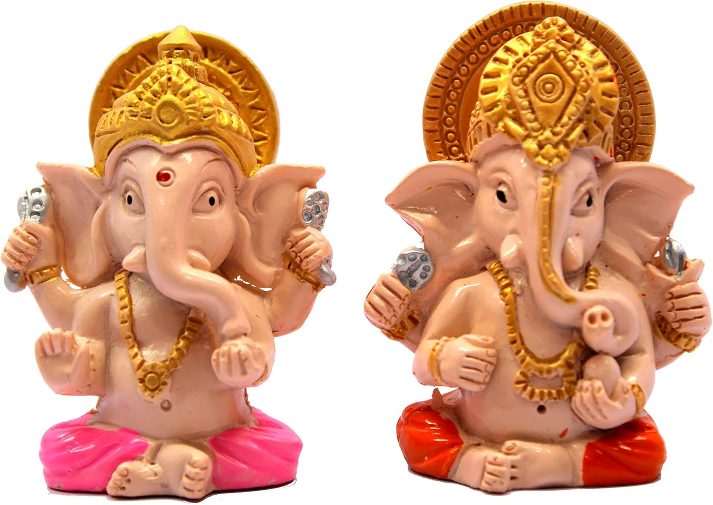 eSplanade Resin Ganesha Ganesh Idol Murti Figurine Statues - Set of 4 | Home Décor - Car Dashboard | Multicolour - 2" Inches (Small)