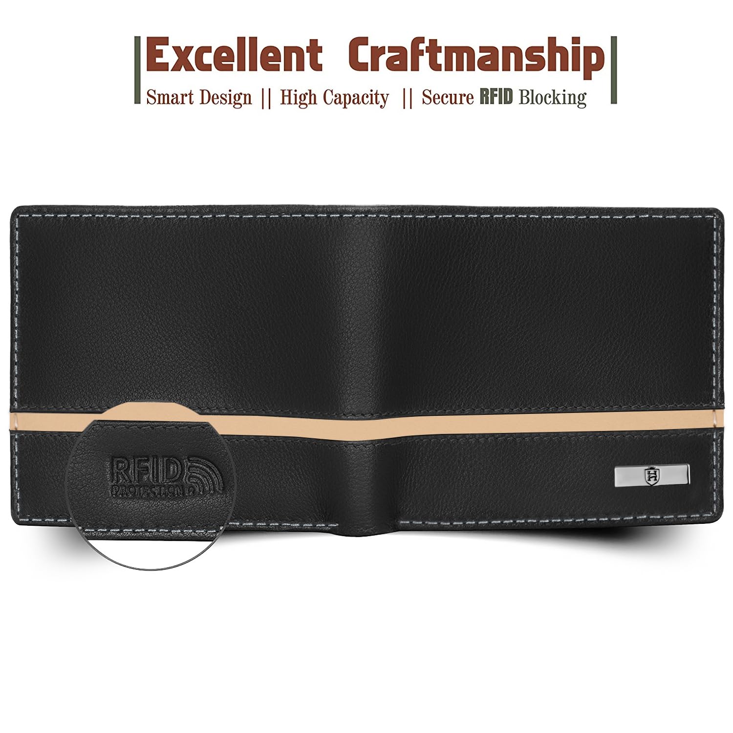 HORNBULL Denial Black Mens Leather Wallet | Leather Wallet for Mens & Valentine Gift Hamper | Branded Mens Wallet