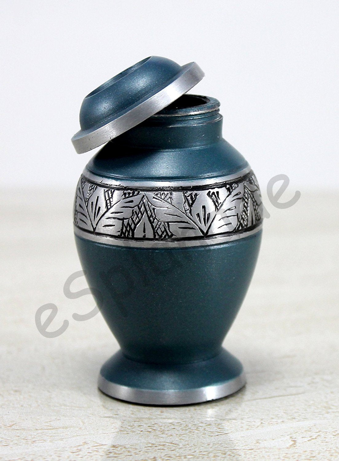 eSplanade Metal Mini Cremation Urn Keepsake Memorial Jar Pot Container | Small Urn for Funeral Ashes Burial | Etched Pattern Metal Keepsake | Grey - 3" Inches